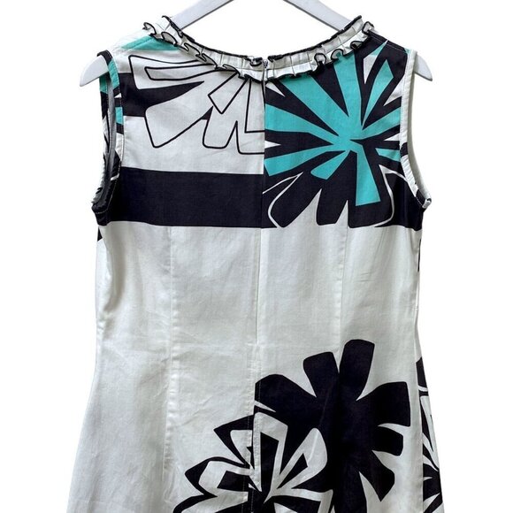 ESLA Modern Shift Dress Medium Black White Print Short Sleeve Midi - Picture 3 of 12